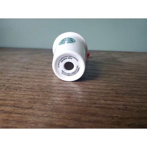 2014 Starbucks Ceramic White Coffee Cup Tumbler Ornament - Picture 5 of 7